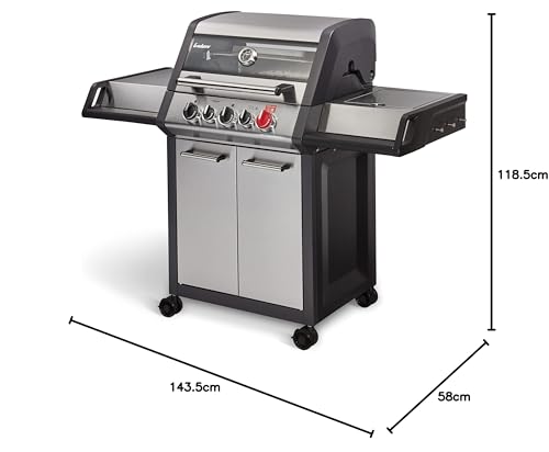 Enders® 'MONROE PRO 3-TURBO' gas grill: PanoVision view, SWITCH GRID, SIMPLE CLEAN