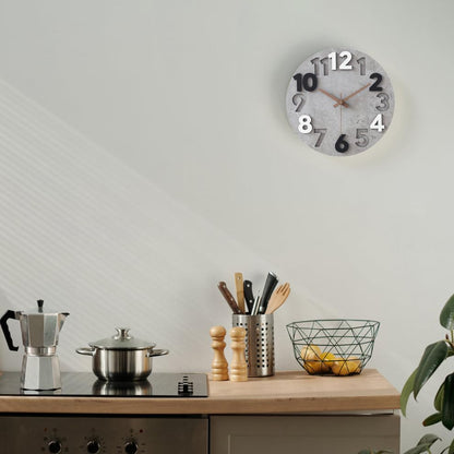 Stellarize Modern Holz 3D-Wanduhr (30cm) ohne Tickgeräusche für Wohnzimmer, Küche, Büro