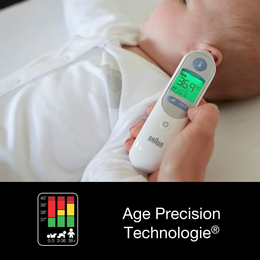 Braun ThermoScan-7 Ohrthermometer mit Age Precision & ExacTemp inkl. 21 Hygiene Caps
