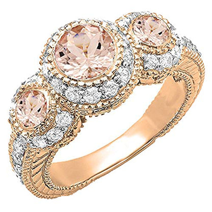 DazzlingRock Collection (KS715-1214K) Rotgold Damenring mit Morganit & weiße Diamanten