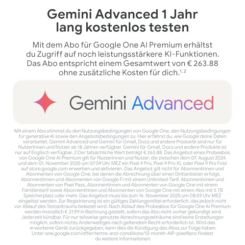 Google Pixel 9 Pro XL (128GB) mit Gemini ohne SIM-Lock, Dreifach-Rückkamerasystem, KI-Technologie