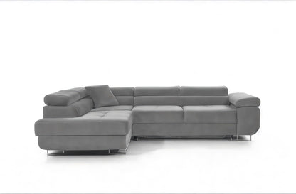 3-seater L-shaped corner sofa with sleeping function 'PASTI' corner couch for the living room (light grey, ottoman on the left)