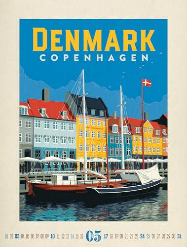 Travel Time Poster Calendar 2026 | High-quality vintage calendar in large portrait format (50x66cm)