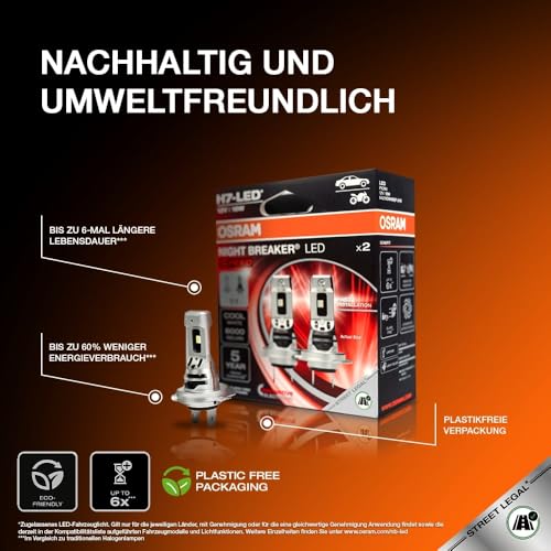 OSRAM Night Breaker (LED-Speed H7): Fern- und Abblendlicht mit Straßenzulassung, 6000K