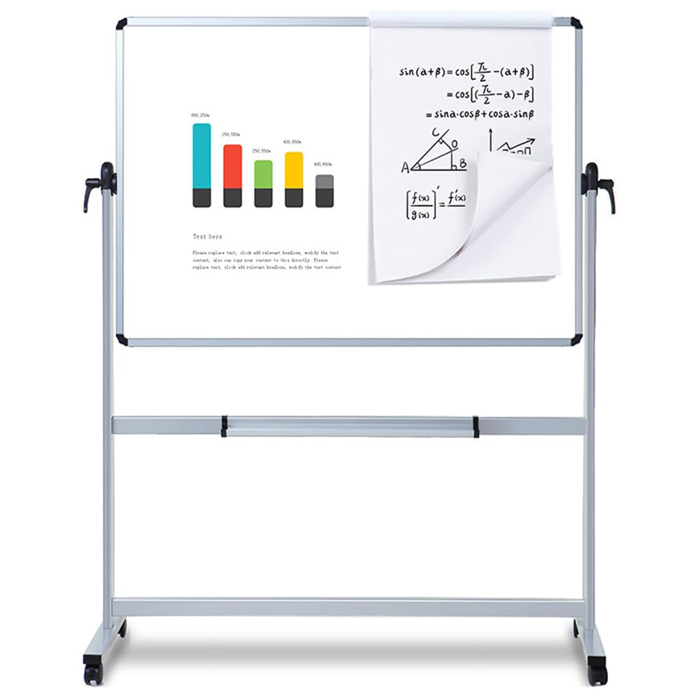 VIZ-PRO Mobiles Whiteboard mit Aluminiumrahmen & Ständer (120x90cm): Doppelseitig