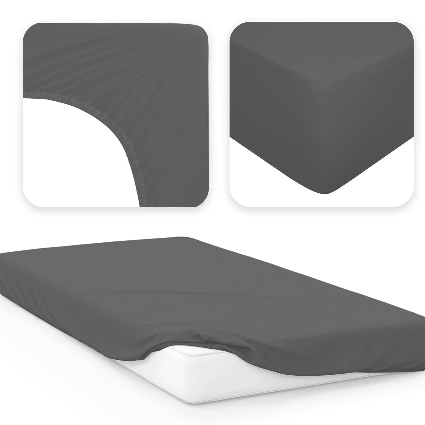 JACOBSON Jersey fitted sheet made of 100% cotton (90x200-100x200cm - anthracite)
