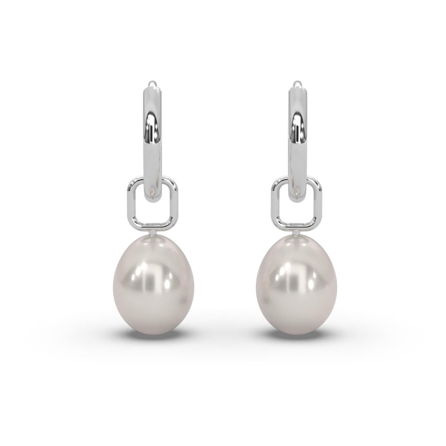 AMOONIC Creolen Hoops Perlenohrringe Damen (Silber 925) mit Süßwasserperlen in Tropfenform