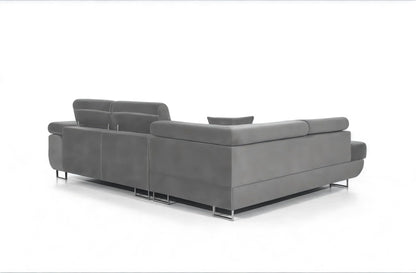 3-seater L-shaped corner sofa with sleeping function 'PASTI' corner couch for the living room (light grey, ottoman on the left)