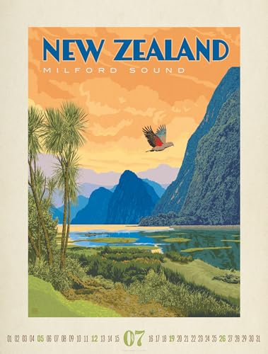 Travel Time Poster Calendar 2026 | High-quality vintage calendar in large portrait format (50x66cm)