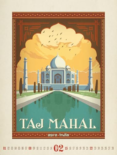 Travel Time Poster Calendar 2026 | High-quality vintage calendar in large portrait format (50x66cm)