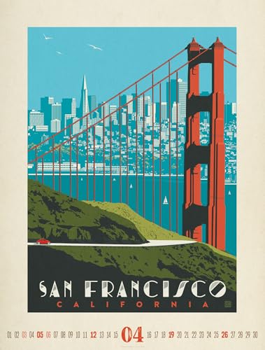 Travel Time Poster Calendar 2026 | High-quality vintage calendar in large portrait format (50x66cm)