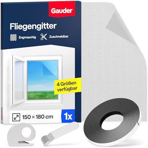GAUDER Fliegengitter 150x180cm (Schwarz) | Insektenschutz ohne Bohren