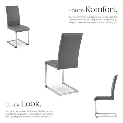 tectake® Set of 2 dining chairs | Modern, comfortable, and versatile (grey)