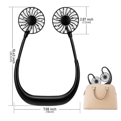BOSONER Mini Neck Fan (2000mAh) with USB, 360° Airflow, Quiet