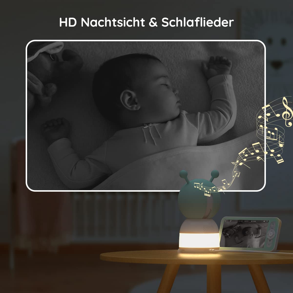 BOIFUN Babyphone mit 2 Kameras & App-Steuerung: 2K-HD, 4×Zoom, Geräuscherkennung