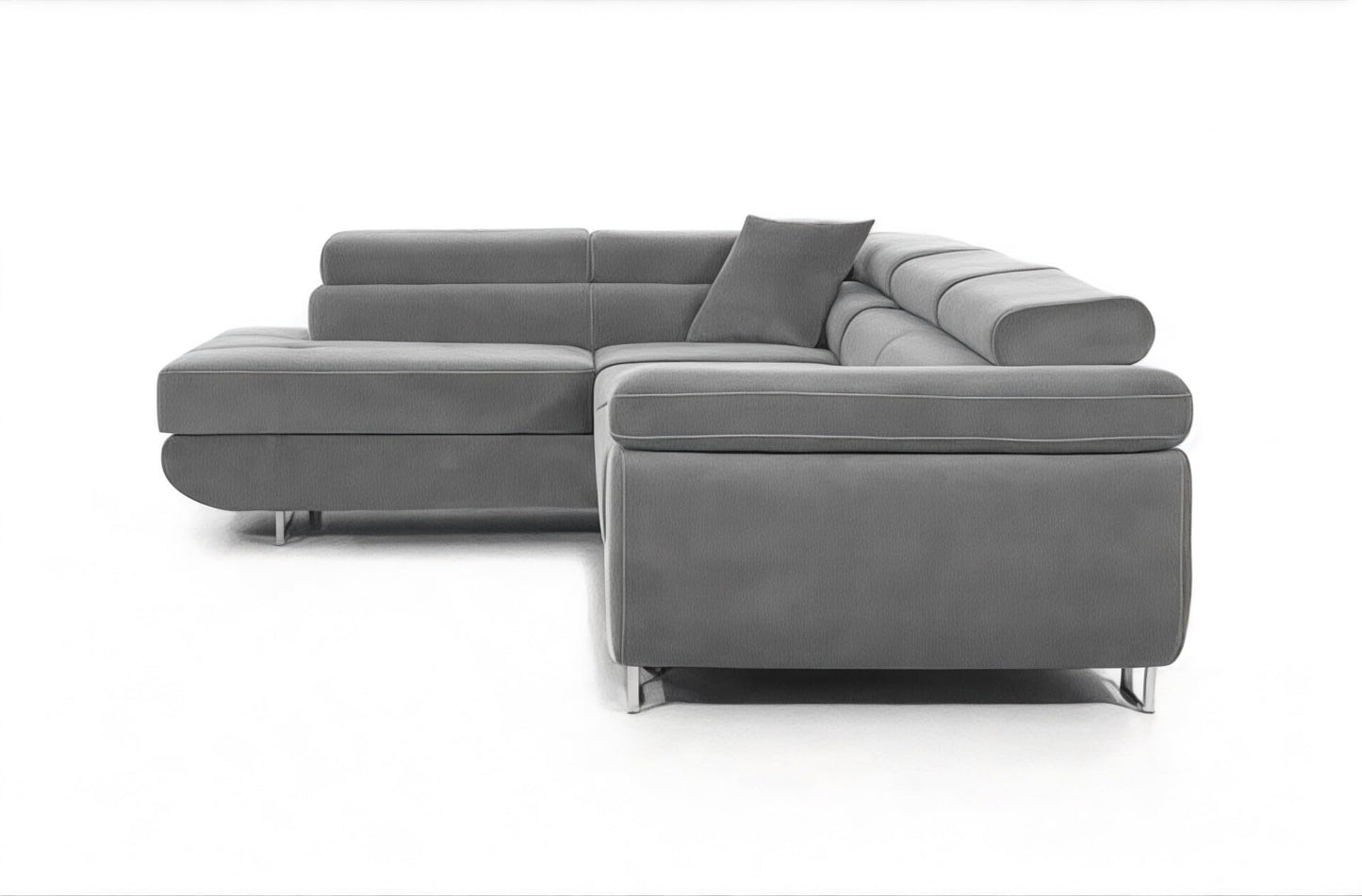 3-seater L-shaped corner sofa with sleeping function 'PASTI' corner couch for the living room (light grey, ottoman on the left)