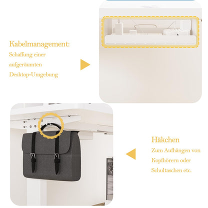 Flamaker Schreibtisch (160x80cm): Elektrisch Höhenverstellbar mit Memory Funktion in Weiß