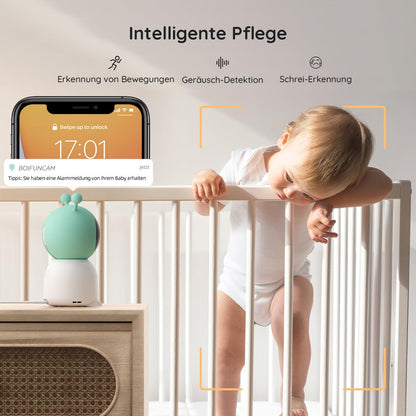 BOIFUN Babyphone mit 2 Kameras & App-Steuerung: 2K-HD, 4×Zoom, Geräuscherkennung