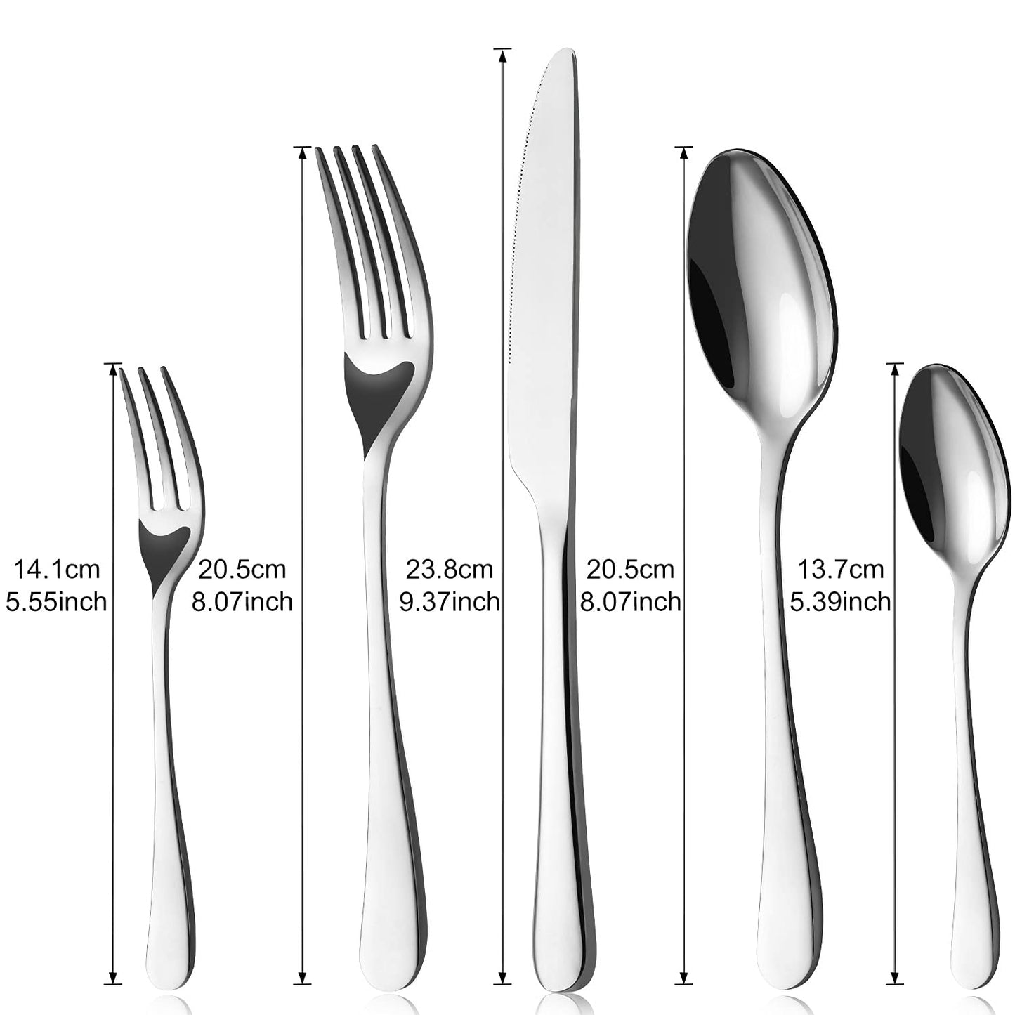 BEWOS cutlery set for 6 people (30 pieces): Mirror polished, dishwasher safe