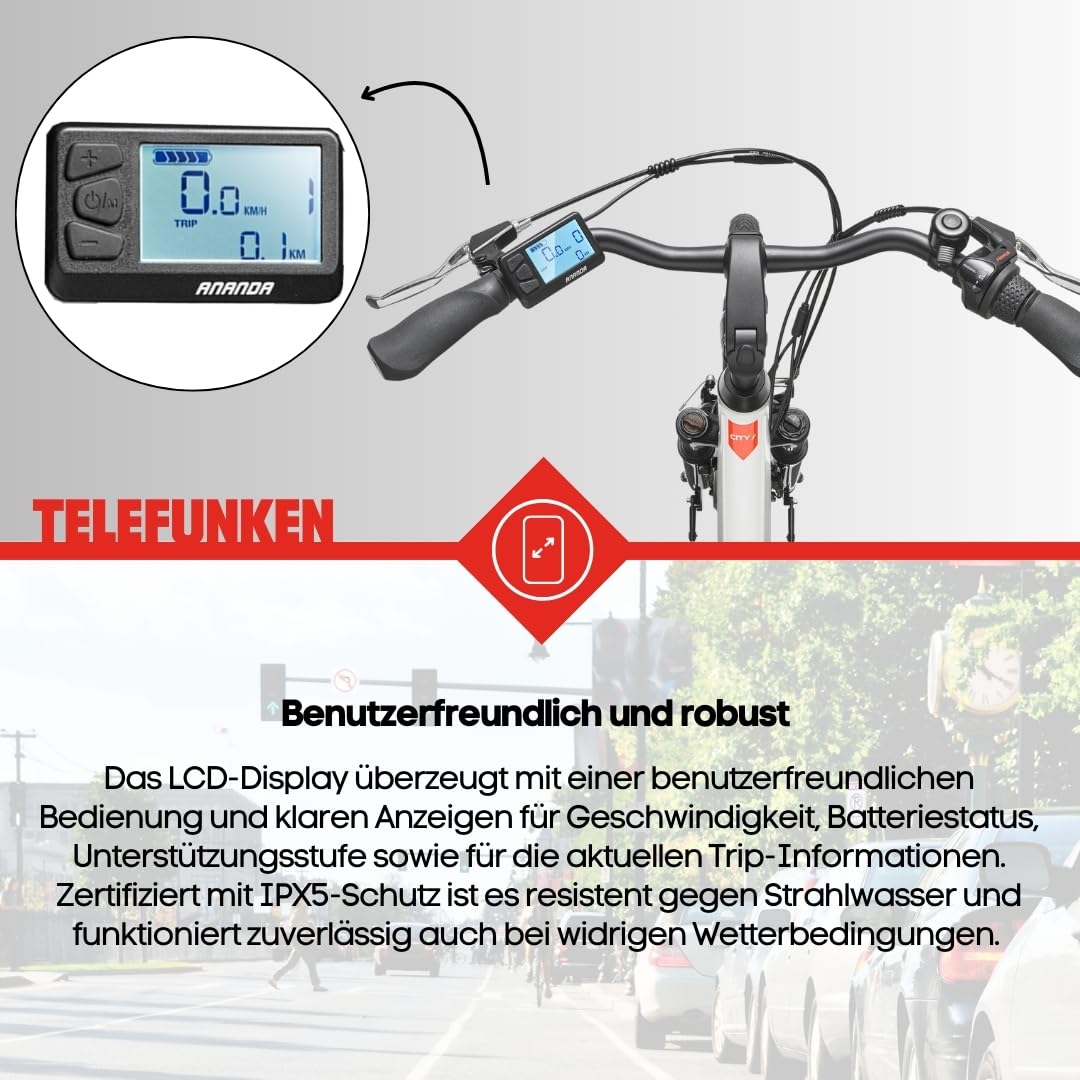 TELEFUNKEN (RC835) multi-talented e-bike for women: front motor, 3-speed, V-brakes
