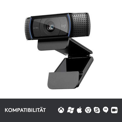 Logitech C920 HD PRO Webcam, Full-HD 1080p, 78° Sichtfeld, Autofokus, Klarer Stereo-Sound, Belichtungskorrektur, USB-Anschluss, Für Skype, FaceTime, Hangouts, etc., PC/Mac/ChromeOS/Android - Schwarz