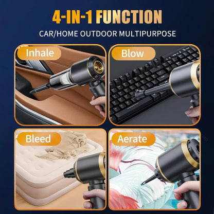 Cordless handheld vacuum cleaner (25000PA) with electric dust blower for car, office
