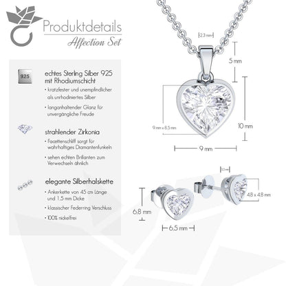 AMOONIC Women's Jewelry Gift Set | 925 Sterling Silver: Chain-Earring-Necklace
