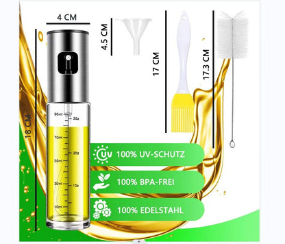 BETA NOBLE Oil Sprayer Glass (100ml) for Kitchen &amp; Grill with Fan Nozzle