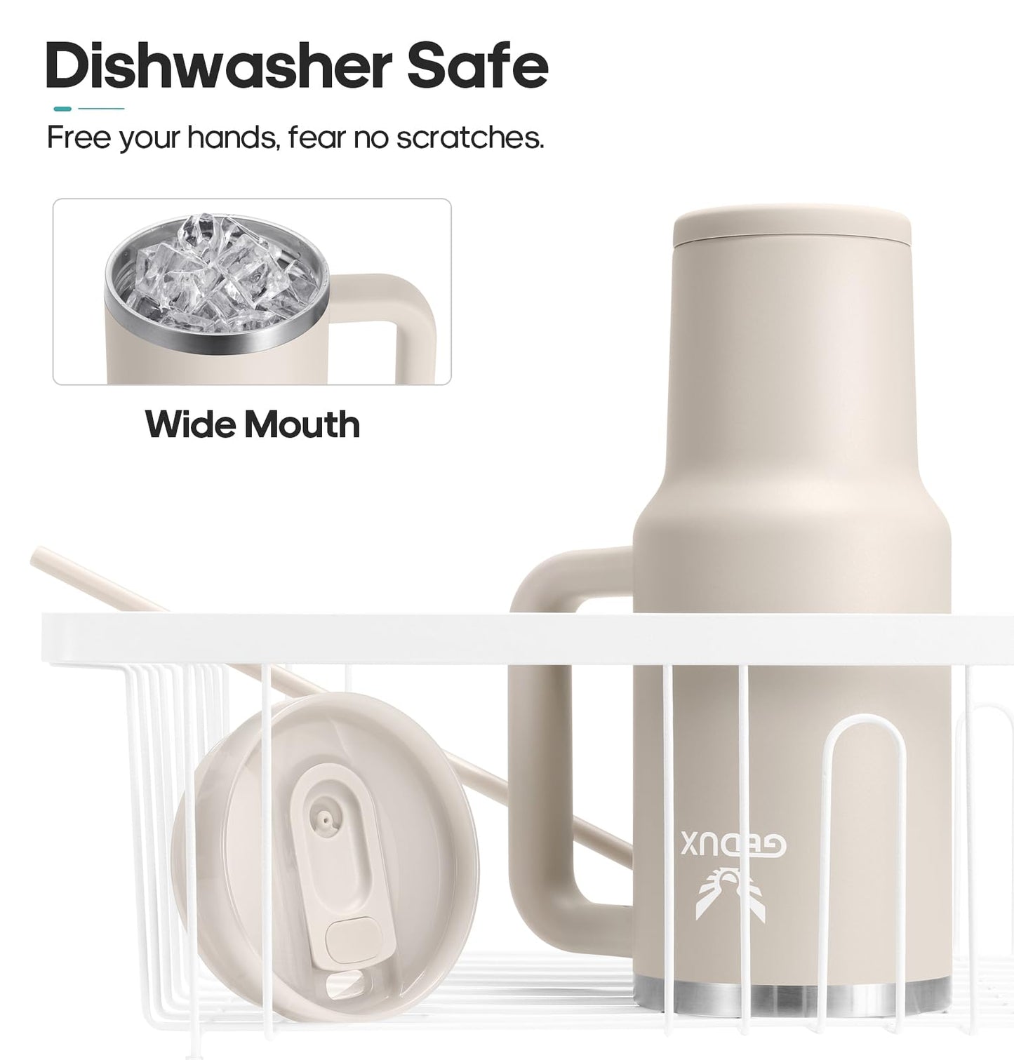 Gedux Thermobecher (900ml) | 2-in-1 Edelstahl Trinkflasche mit Strohhalm