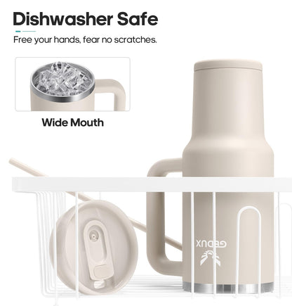 Gedux Thermobecher (900ml) | 2-in-1 Edelstahl Trinkflasche mit Strohhalm