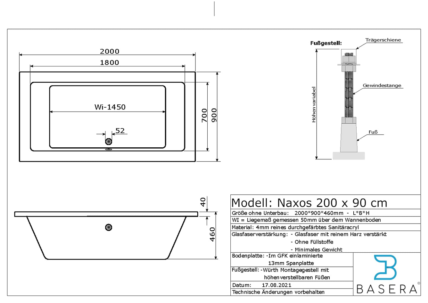Basera® Premium Indoor Whirlpool 'Naxos' with 24 massage jets: Heating, LED, Touch Panel, Bluetooth