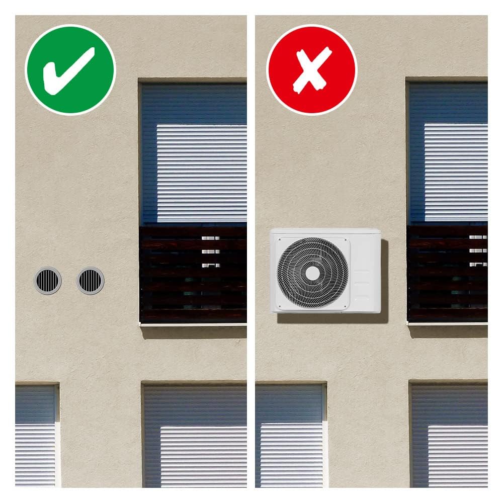 TROTEC Mobile Wandklimaanlage (PAC-W 2200 S) mit 4-in-1 Kühlung, Beheizung, Ventilation: 8000BTU