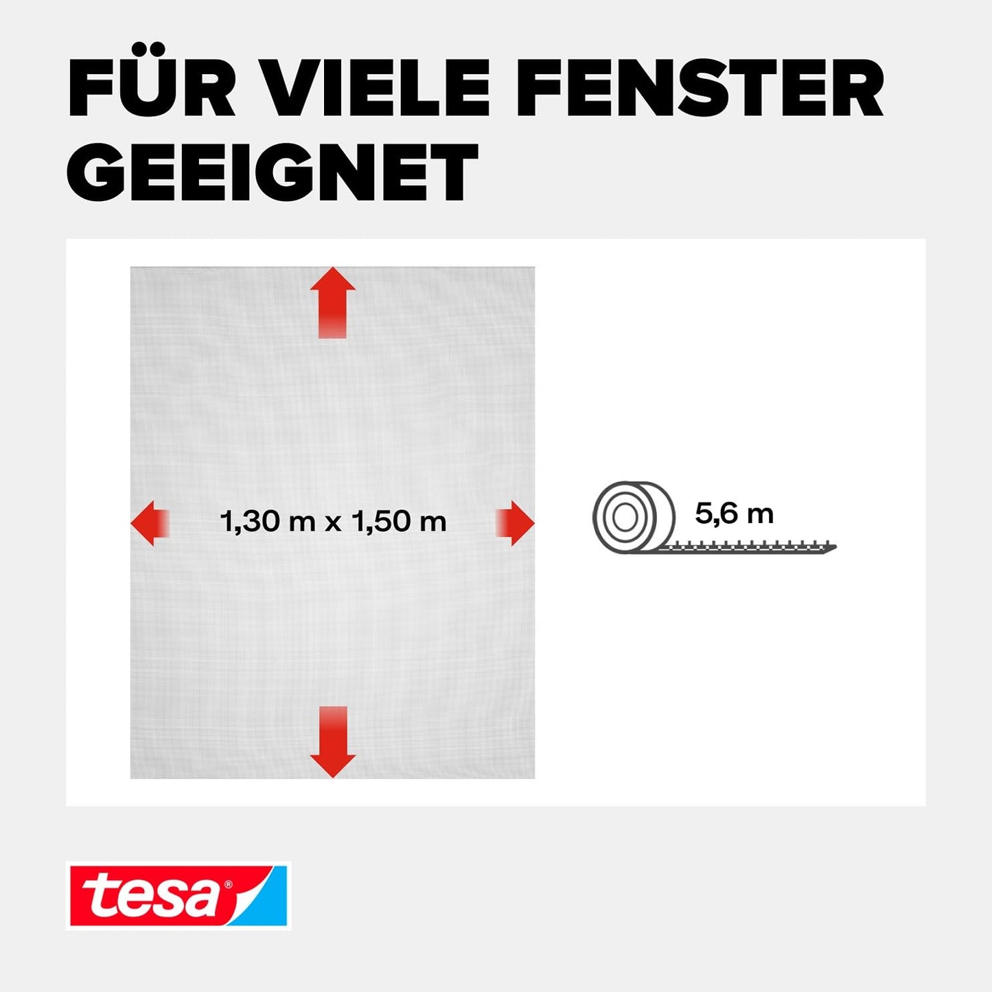tesa 'Insect Stop' Standard Fliegengitter (130x150cm) für Fenster: Zuschneidbar