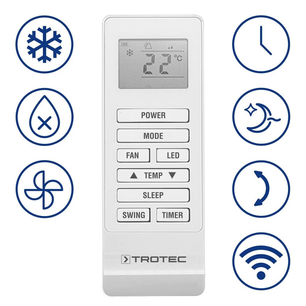 TROTEC Mobile Wandklimaanlage (PAC-W 2200 S) mit 4-in-1 Kühlung, Beheizung, Ventilation: 8000BTU