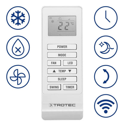 TROTEC Mobile Wandklimaanlage (PAC-W 2200 S) mit 4-in-1 Kühlung, Beheizung, Ventilation: 8000BTU
