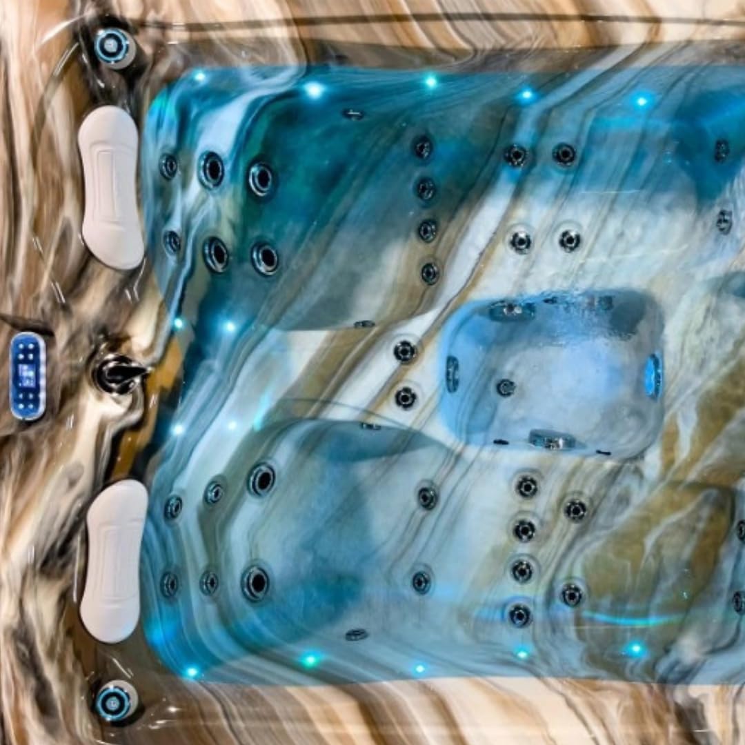 poolomio® Massage-Whirlpool aus Aristech-Acryl für 3 Personen: | WLAN, Lautsprecher, LED-Licht