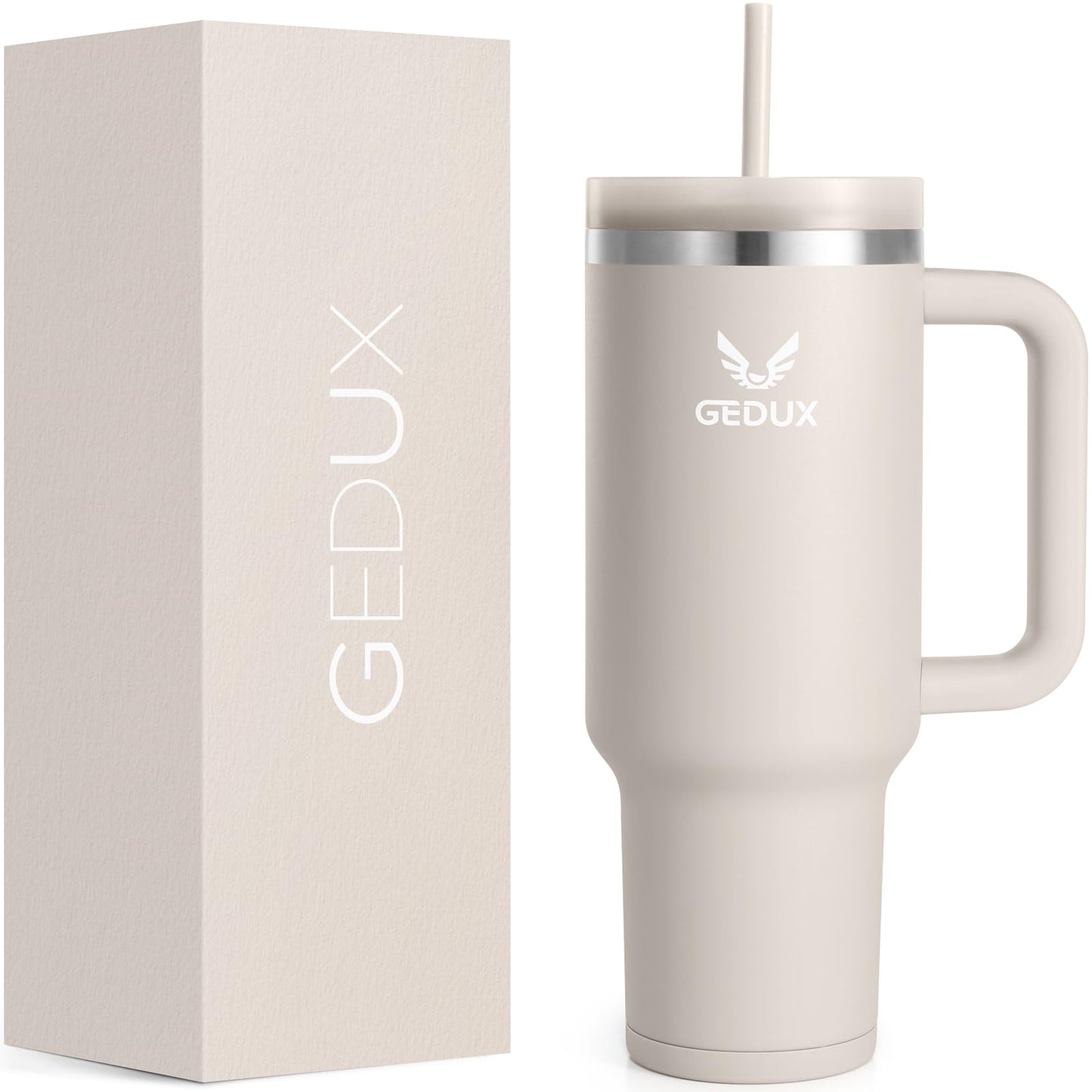 Gedux Thermobecher (900ml) | 2-in-1 Edelstahl Trinkflasche mit Strohhalm