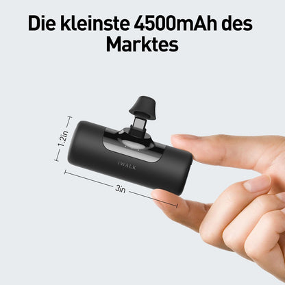 iWALK Mini-Powerbank (4500mAh) mit USB-C-Anschluss: Kompatibel mit iOS & Android-Geräte