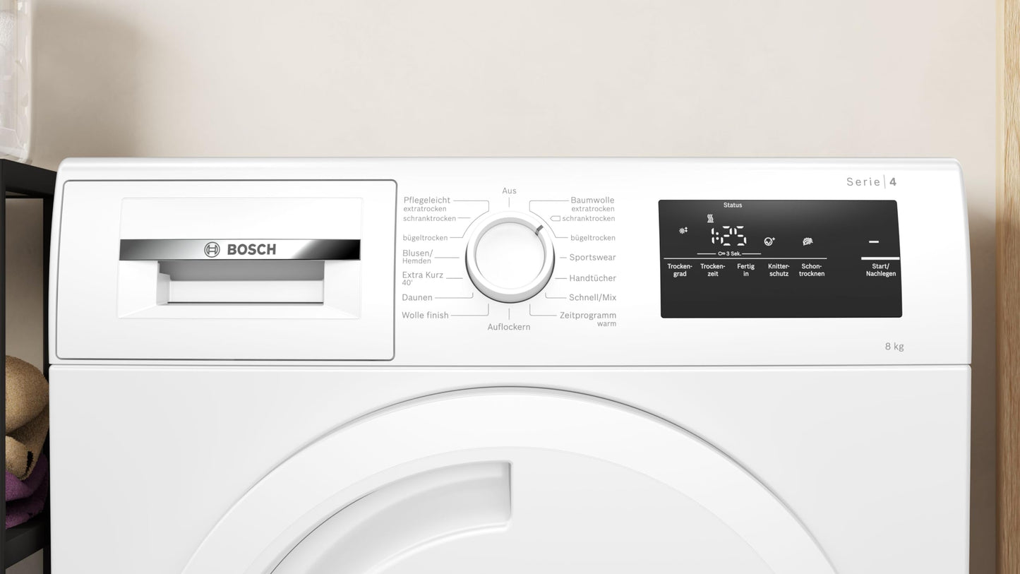 Bosch 'Series 4' heat pump dryer (4WTH83VV3): Sensitive Auto Drying System, Environmentally friendly