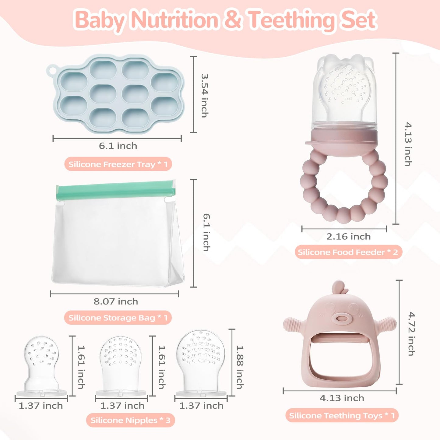 WEST STORY Baby Fruit Sucker, Teething Toy (5x Silicone Suckers in 3 Sizes)