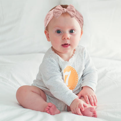 Baby Girl Turban Elastic Headband Bow (Set of 2 in Pink and White)