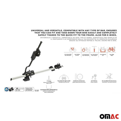 OMAC Farad P-Style roof bike rack for bikes up to 25 kg | TÜV-approved, steel