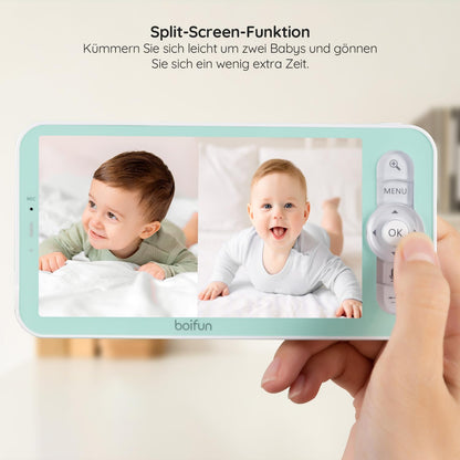 BOIFUN Babyphone mit 2 Kameras & App-Steuerung: 2K-HD, 4×Zoom, Geräuscherkennung