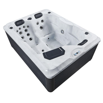 Artsauna Whirlpool 'OASIS' für 3 Personen (620L) inkl. Thermoabdeckung: 31 Massagedüsen (Grau)
