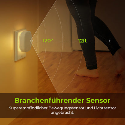AUVON LED Nachtlicht 2er Set (Warmes Weiß): Bewegungssensor & Dämmerungssensor