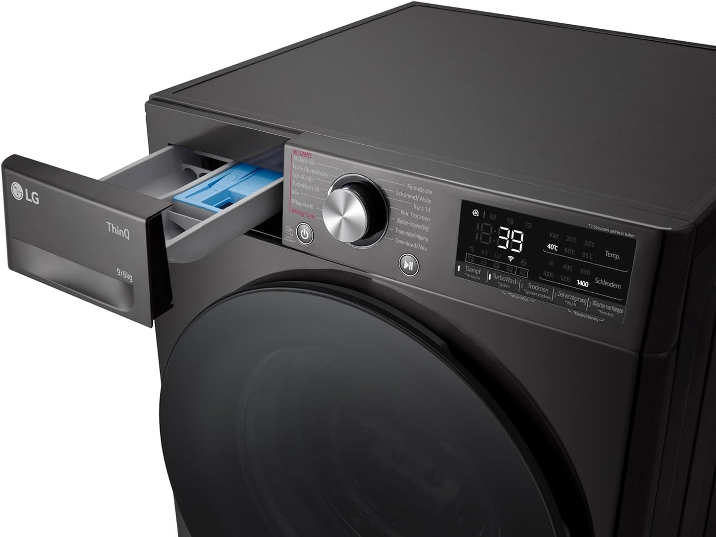 LG Frontlader-Waschtrockner mit Wi-Fi(W4WR7096YB): TurboWash 360, AI Direct Drive | 9-6kg