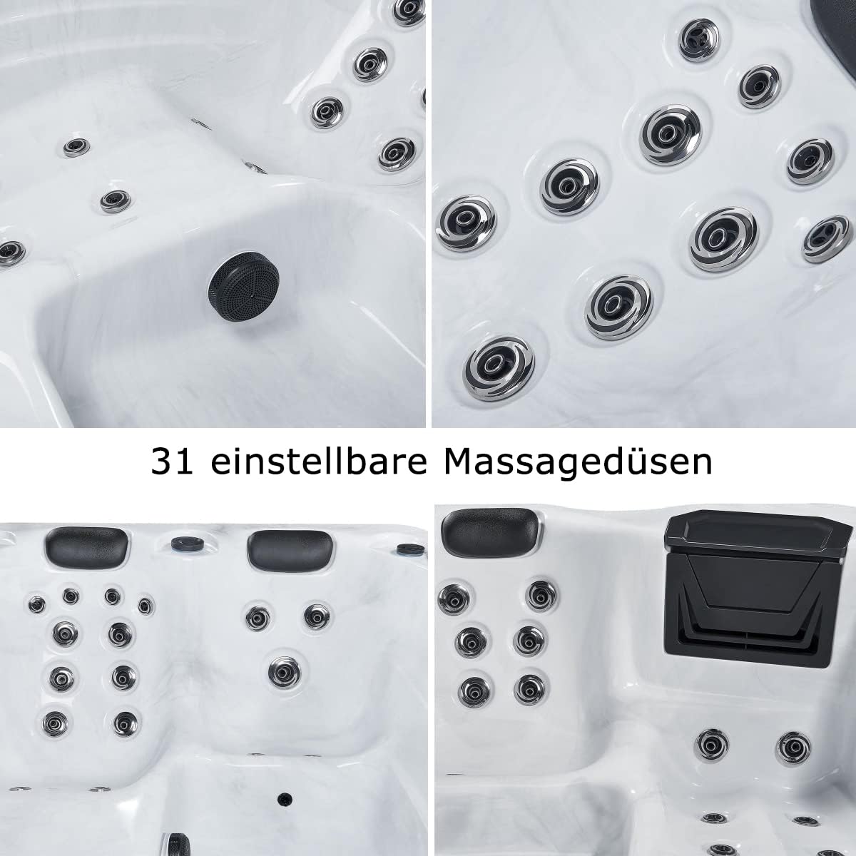 Outdoor whirlpool 'BERLIN' for 3 people including thermal cover &amp; LED: 31 massage jets