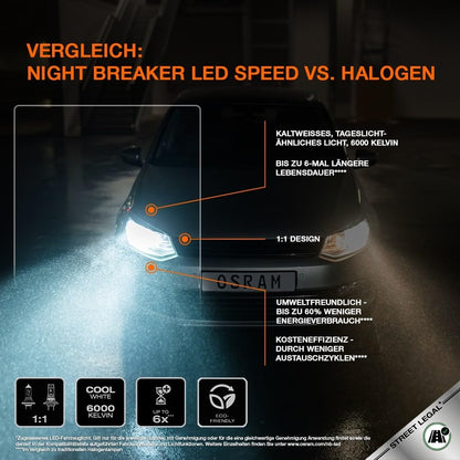 OSRAM Night Breaker (LED-Speed H7): Fern- und Abblendlicht mit Straßenzulassung, 6000K