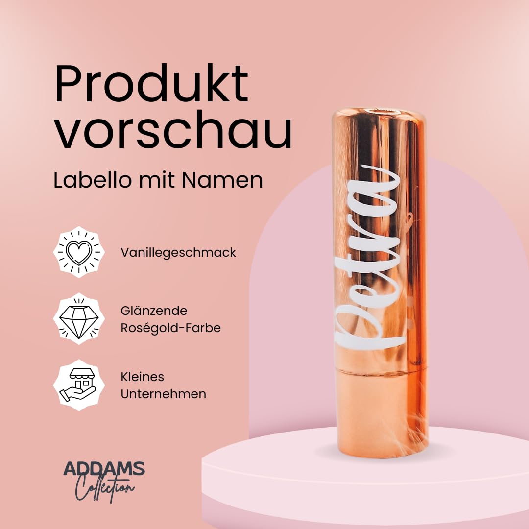 Personalisierter Lippenbalsam mit Namen aus hochwertigem Permanent-Vinyl