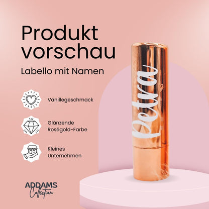 Personalisierter Lippenbalsam mit Namen aus hochwertigem Permanent-Vinyl